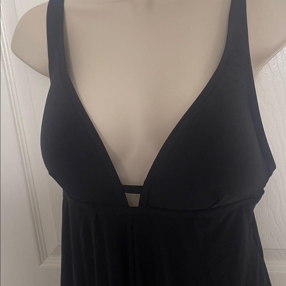 Beyond Control Solid Front Cascade Tankini Top In… - image 3